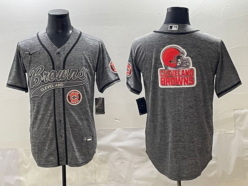 Men 2025 Cleveland Browns Blank Grey Joint Name Nike Limited NFL Jersey style 2